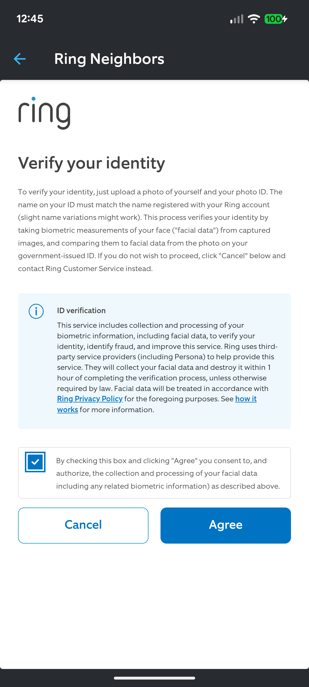 Ring Neighbors Verify Identity Agreed Ring Neighbors Verify Identity Agreed